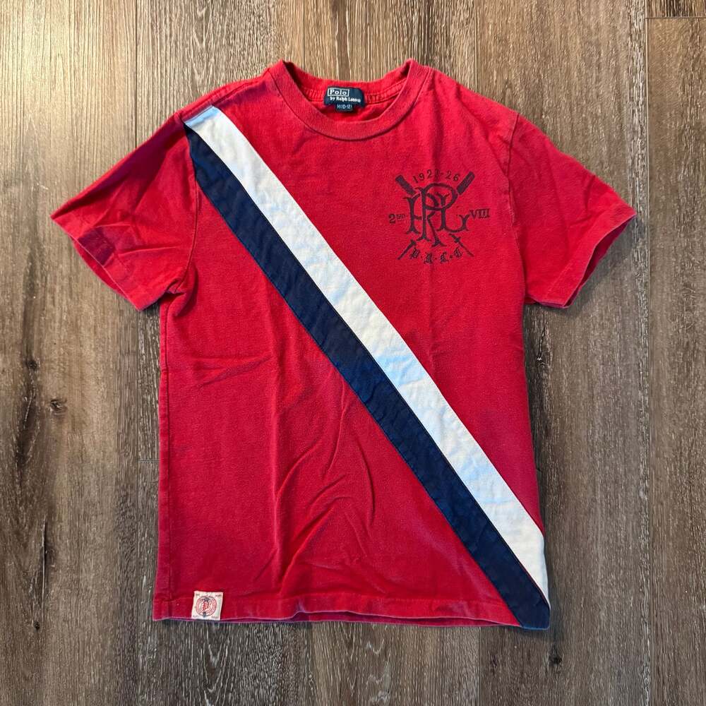 vintage polo ralph lauren stripe corner logo hit tee